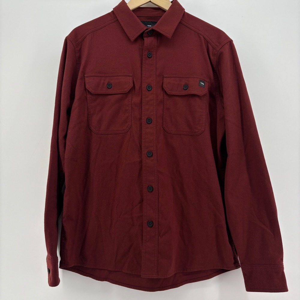 Sitka Men Button Down Shirt Large Maroon Long Sleeve Flannel Heavyweight Outdoor - Picture 8 of 9